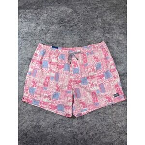New AFTCO Swim Trunks Men's 2XL Blue & Pink Floral Fish‎ Lined Quick Dry Beach
